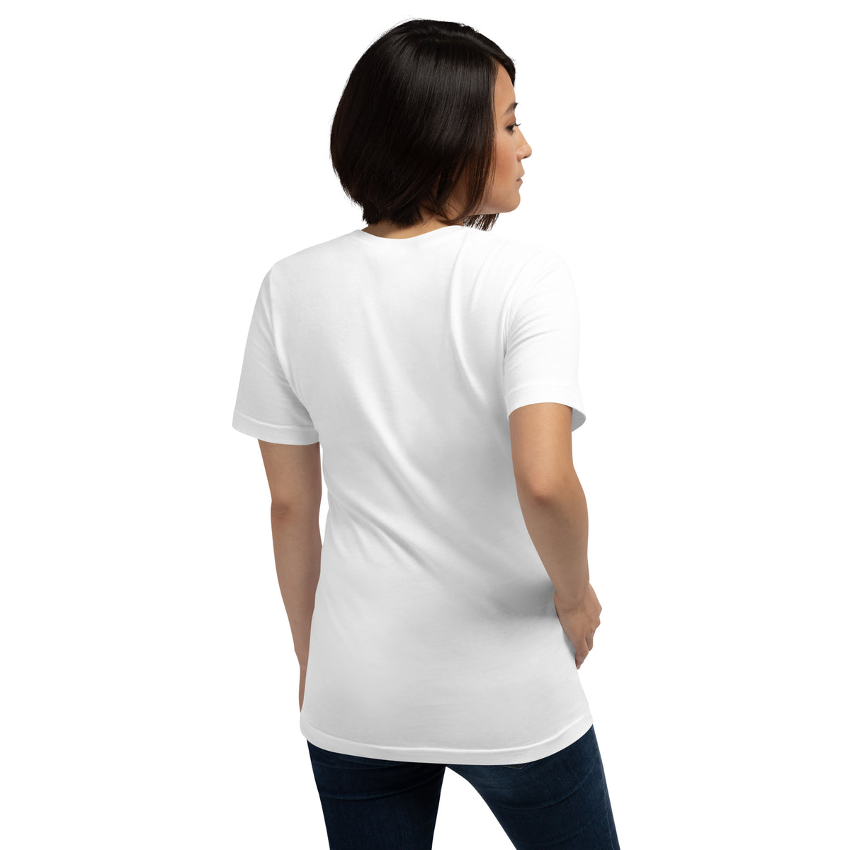 Written In The Stars astrology zodiac white unisex t-shirt, back view, design printed on the front