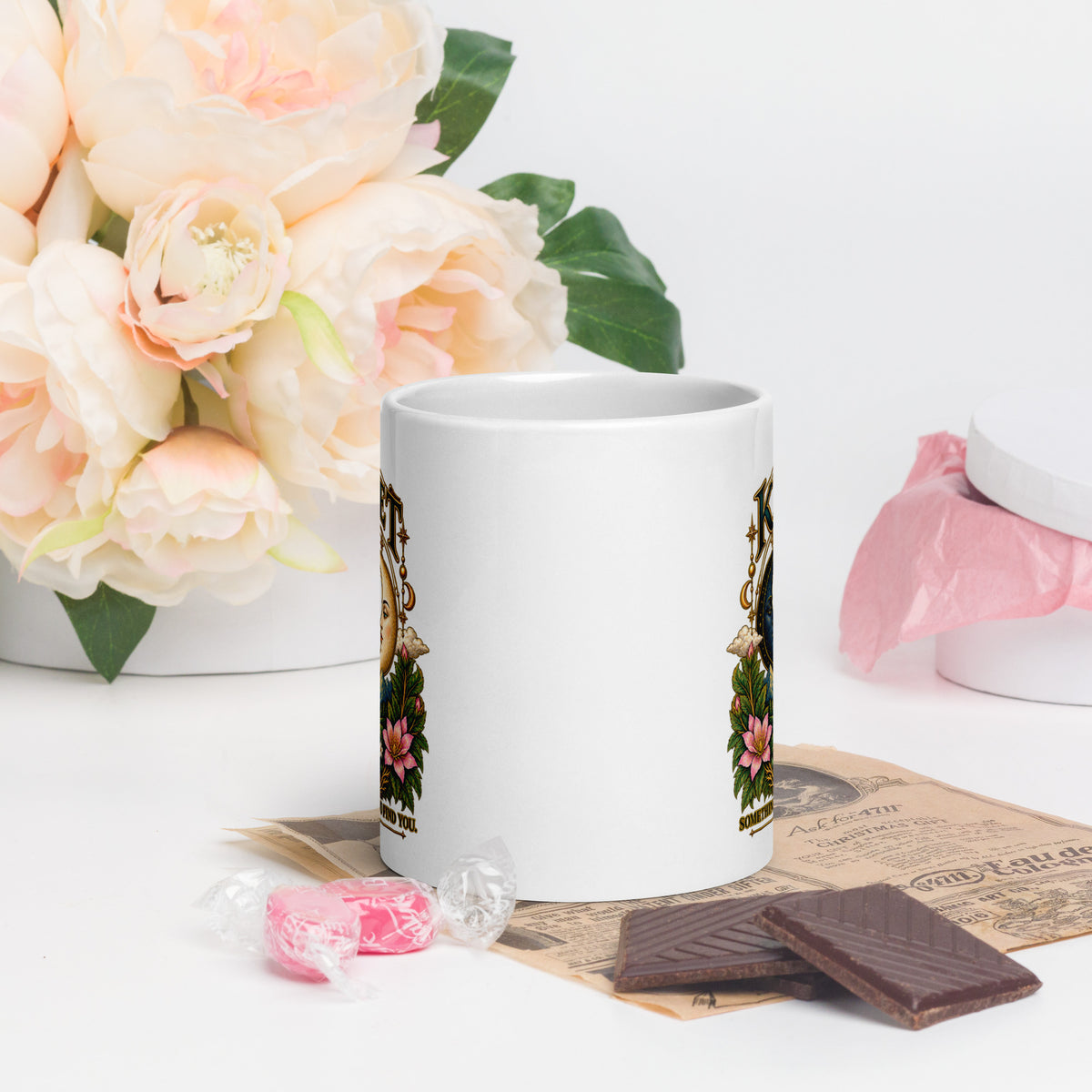 Kismet, Some Things Are Meant To Find You design, on a white glossy mug, 20 oz, front view