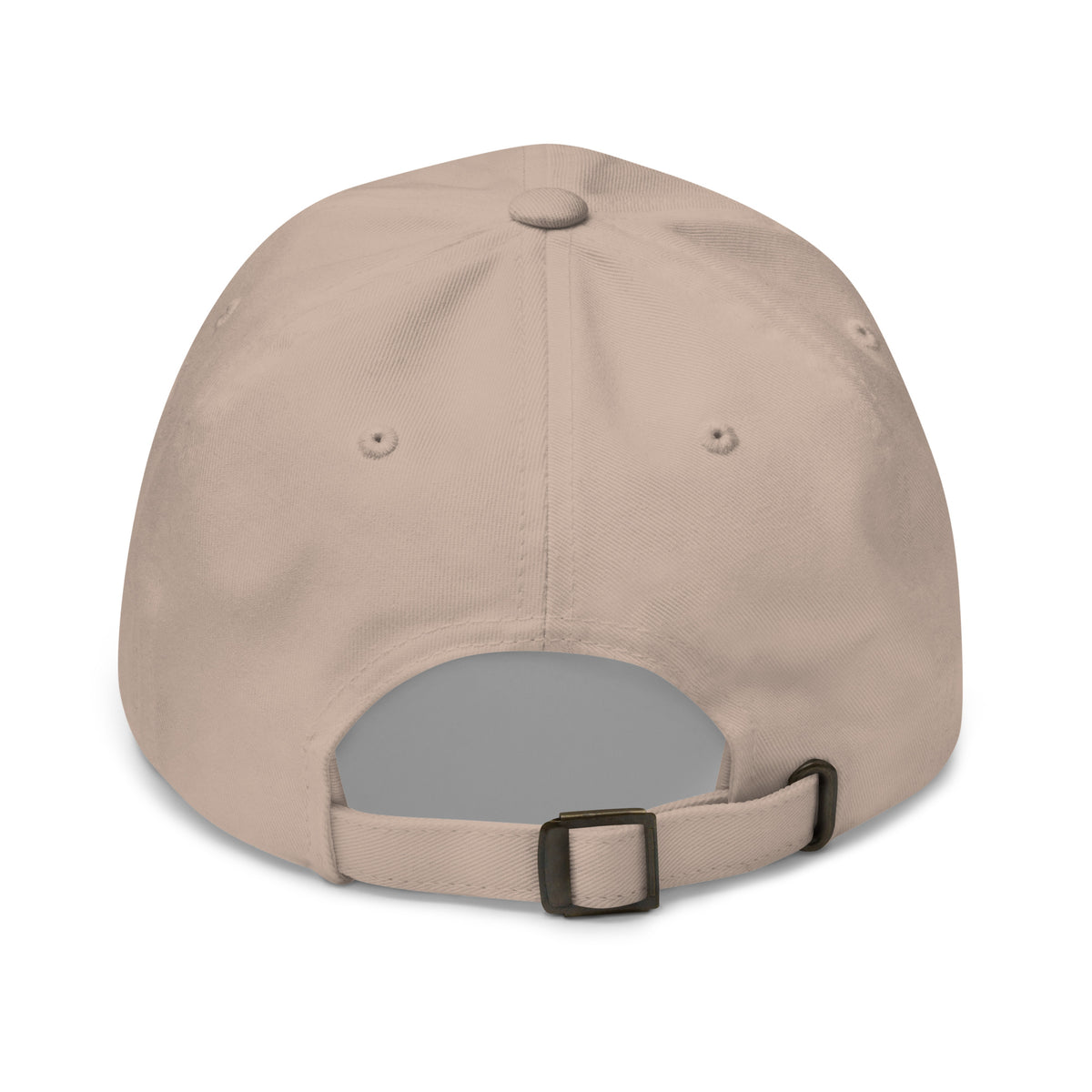 Spiritual Gangster design with angel wings and a halo, on a stone dad hat, back view