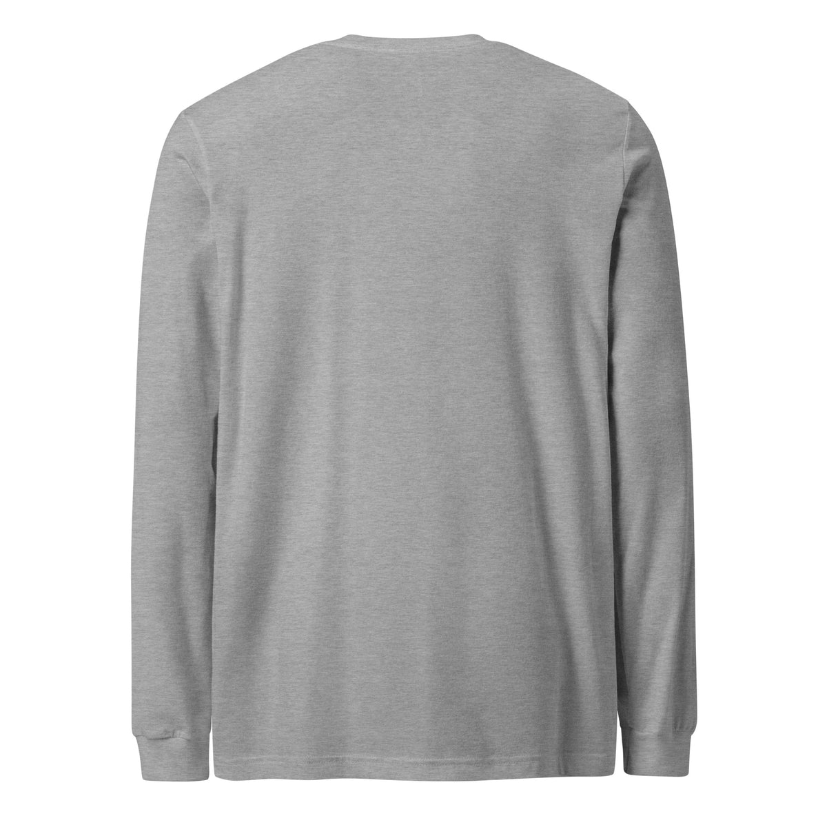 Your Thoughts Shape Your Reality unisex long sleeve tee in athletic heather, back view, showing the plain reverse.