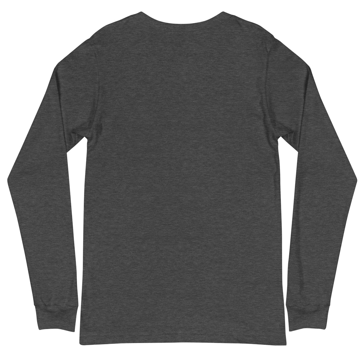 Add A Little Chaos unisex long sleeve tee in dark grey heather, back view