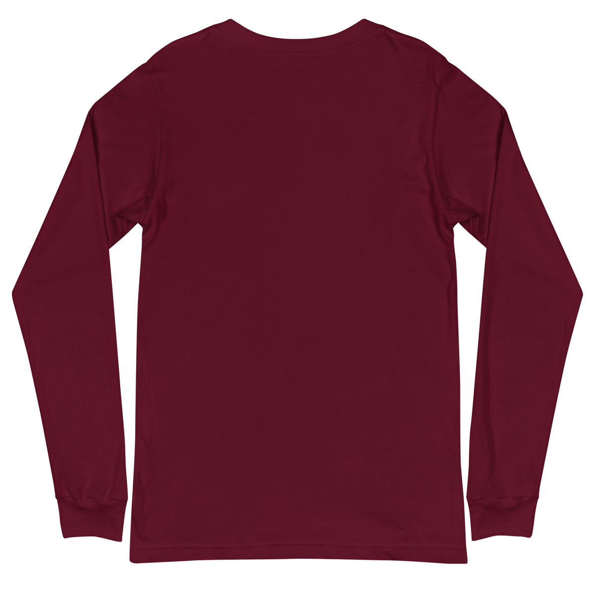 Add A Little Chaos unisex long sleeve tee in maroon, back view