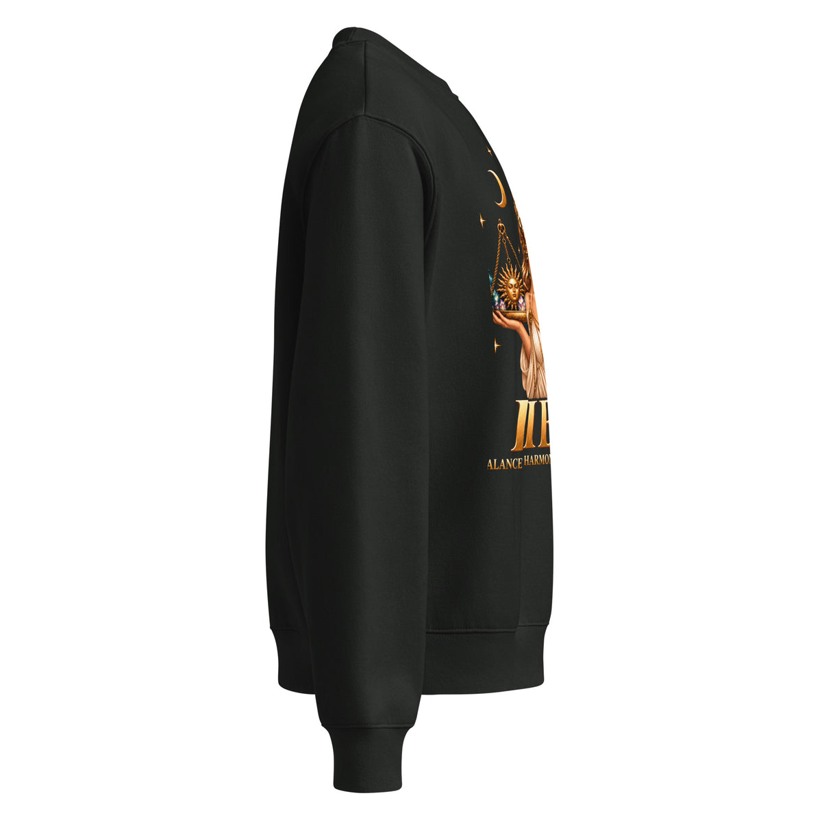Libra zodiac oversized sweatshirt in vintage black, right side view