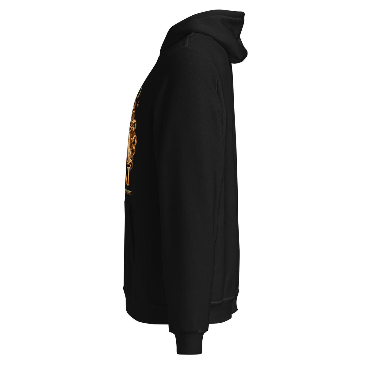 Gemini zodiac hoodie in black, left side view