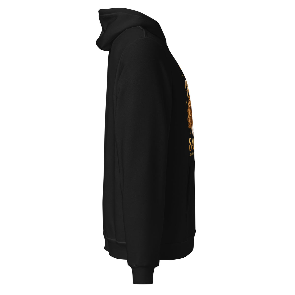 Sagittarius zodiac hoodie in black, right side view