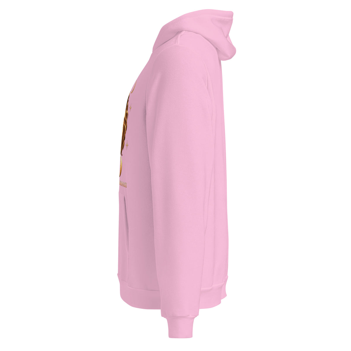 Leo zodiac hoodie in lilac, left side view