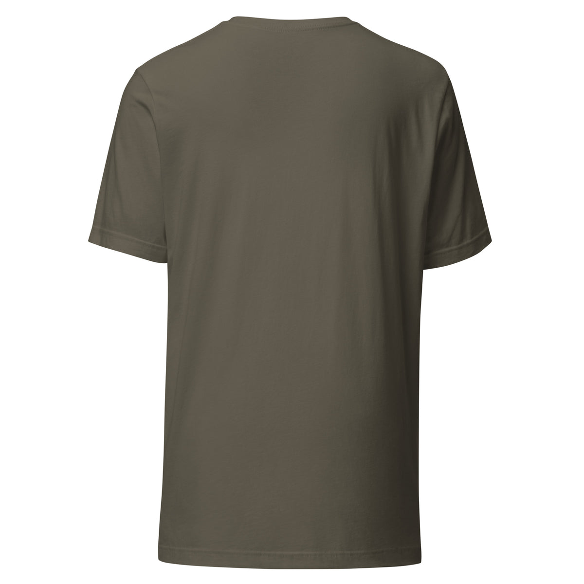 Retro Psychic Is In unisex t-shirt in army green, back view, showing the plain reverse.