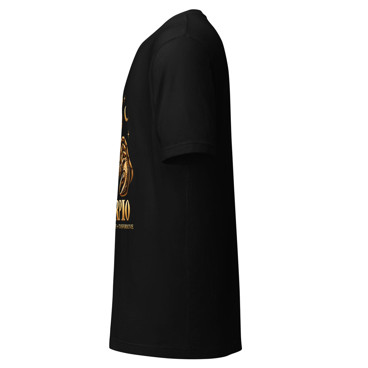 Scorpio zodiac t-shirt in black, left side view