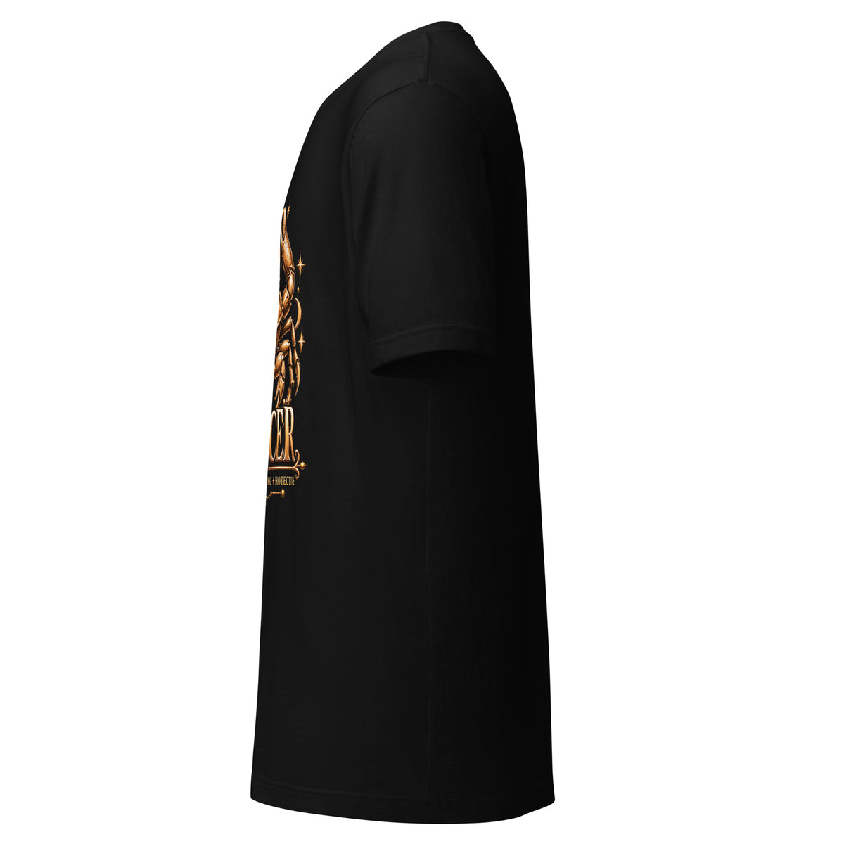 Cancer zodiac t-shirt in black, left side view