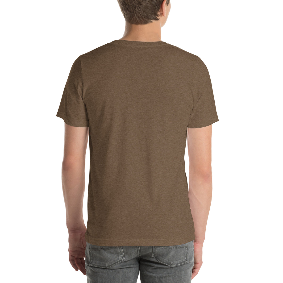 Leo zodiac t-shirt in heather brown, back view