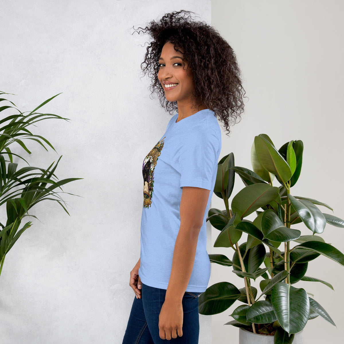 Kismet, Some Things Are Meant To Find You design, on a heather carolina blue unisex t-shirt, left side view