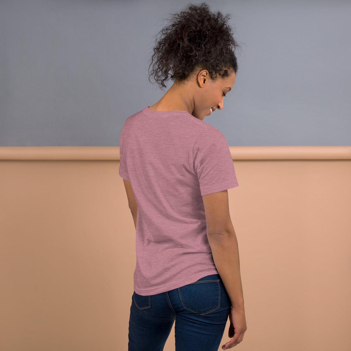 A Little Herbal Magic design, on a heather orchid unisex t-shirt, plain back view with no design