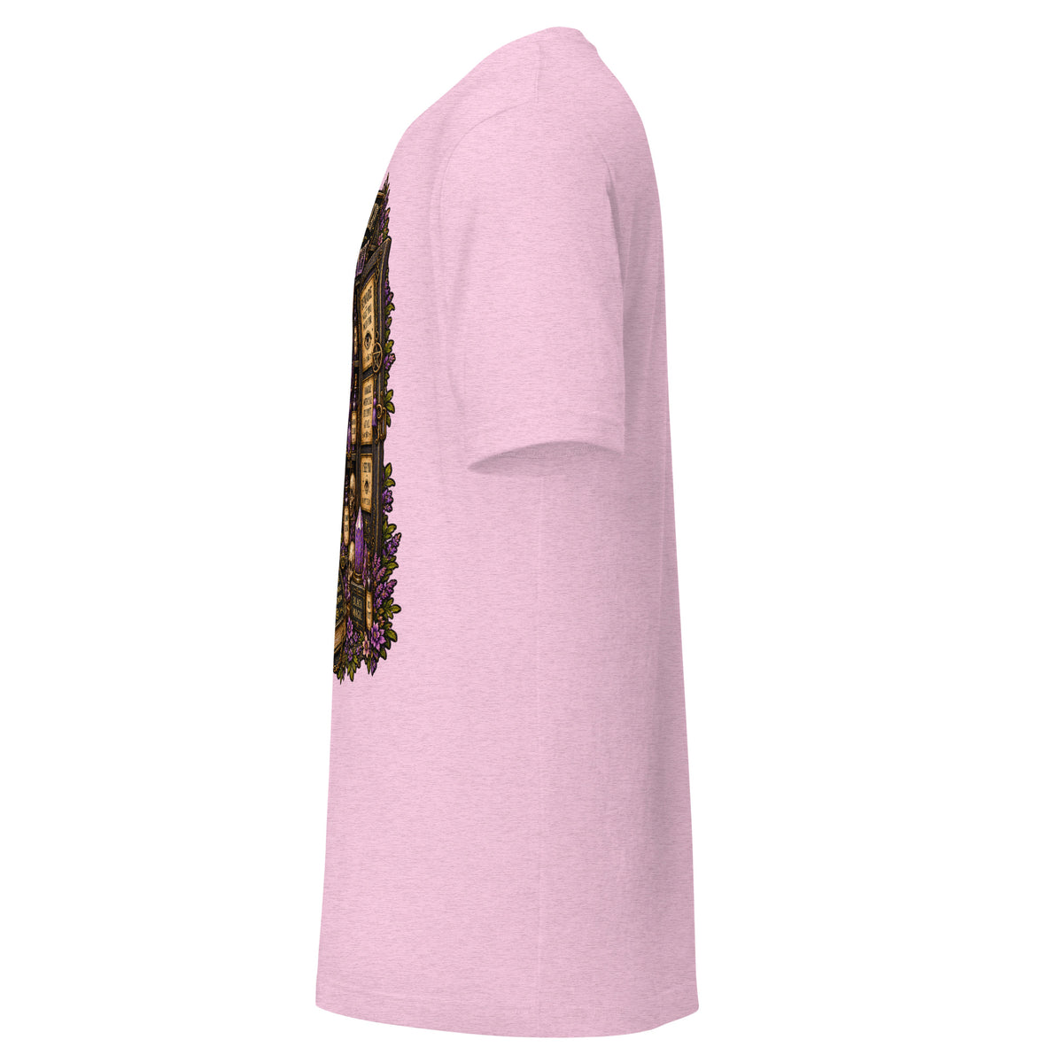 My Apothecary Has Trust Issues design on a heather prism lilac unisex t-shirt, left side view
