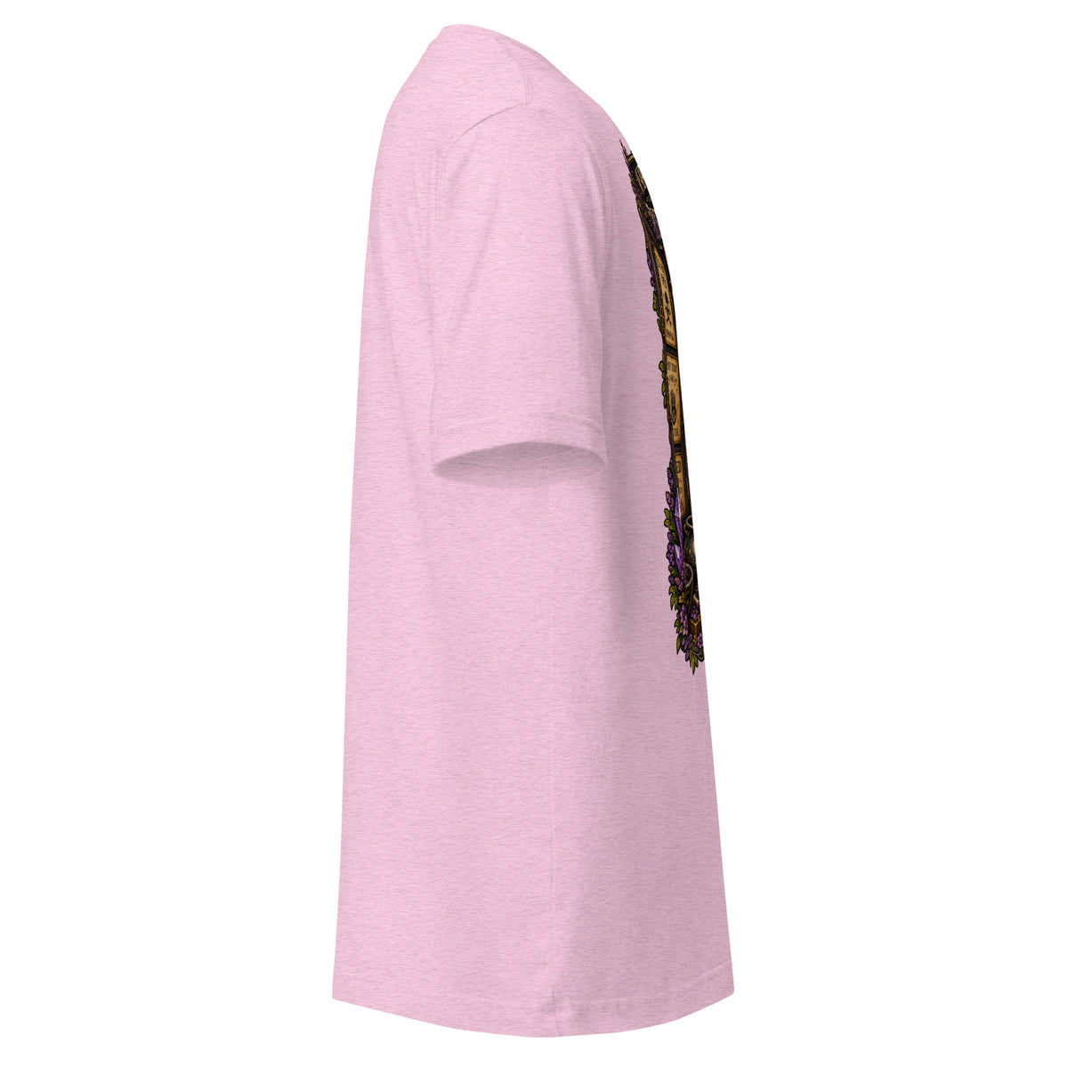 My Apothecary Has Trust Issues design on a heather prism lilac unisex t-shirt, right side view