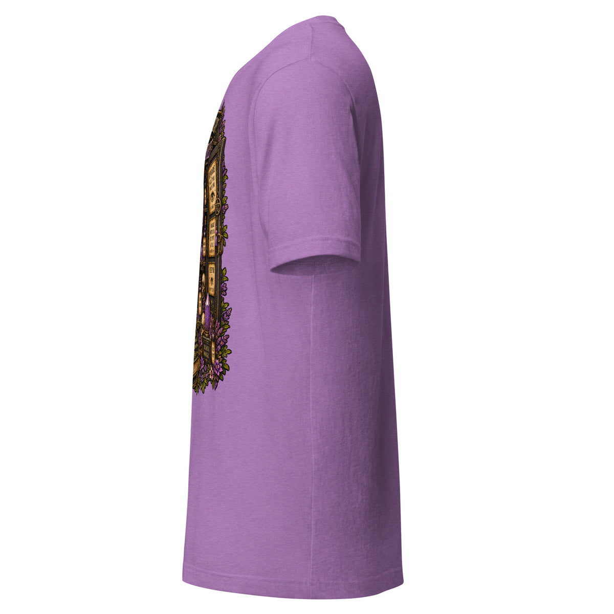 My Apothecary Has Trust Issues design on a heather team purple unisex t-shirt, left side view