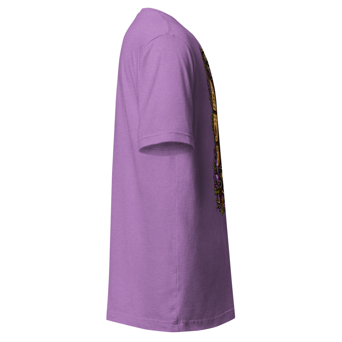 My Apothecary Has Trust Issues design on a heather team purple unisex t-shirt, right side view
