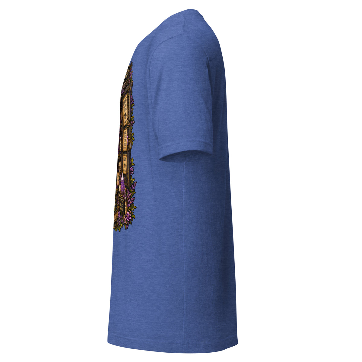 My Apothecary Has Trust Issues design on a heather true royal unisex t-shirt, left side view