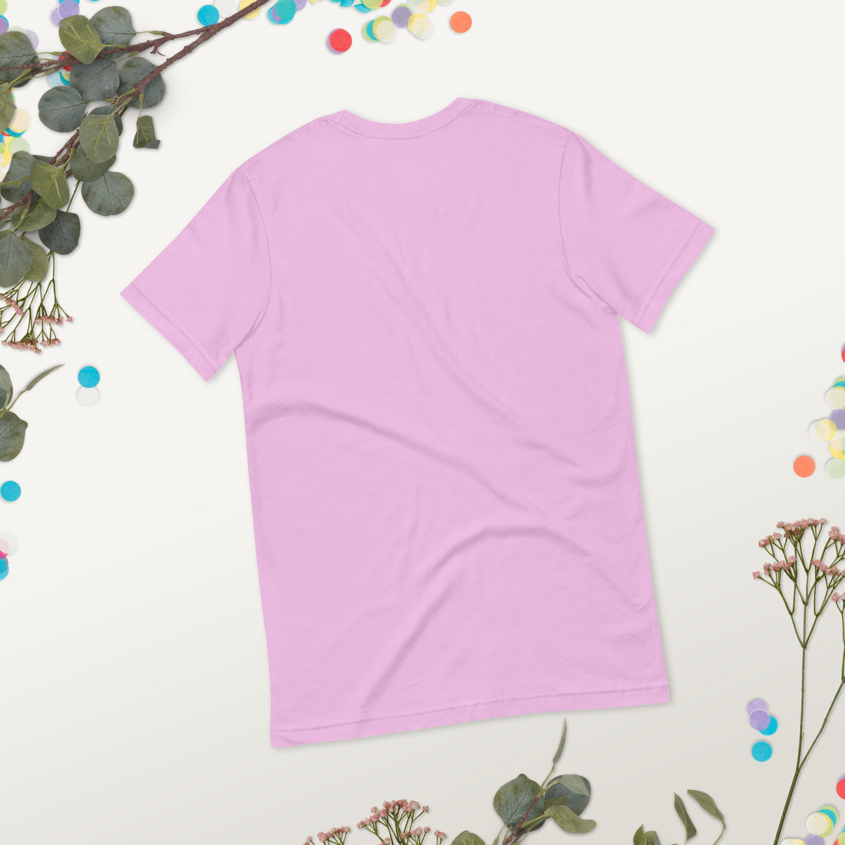 Spirit Whisperer unisex t-shirt in lilac, back view worn, showing the plain reverse.