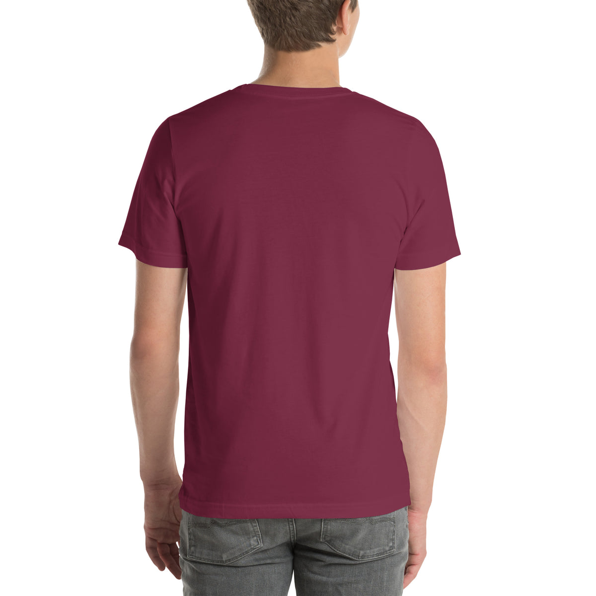 Leo zodiac t-shirt in maroon, back view