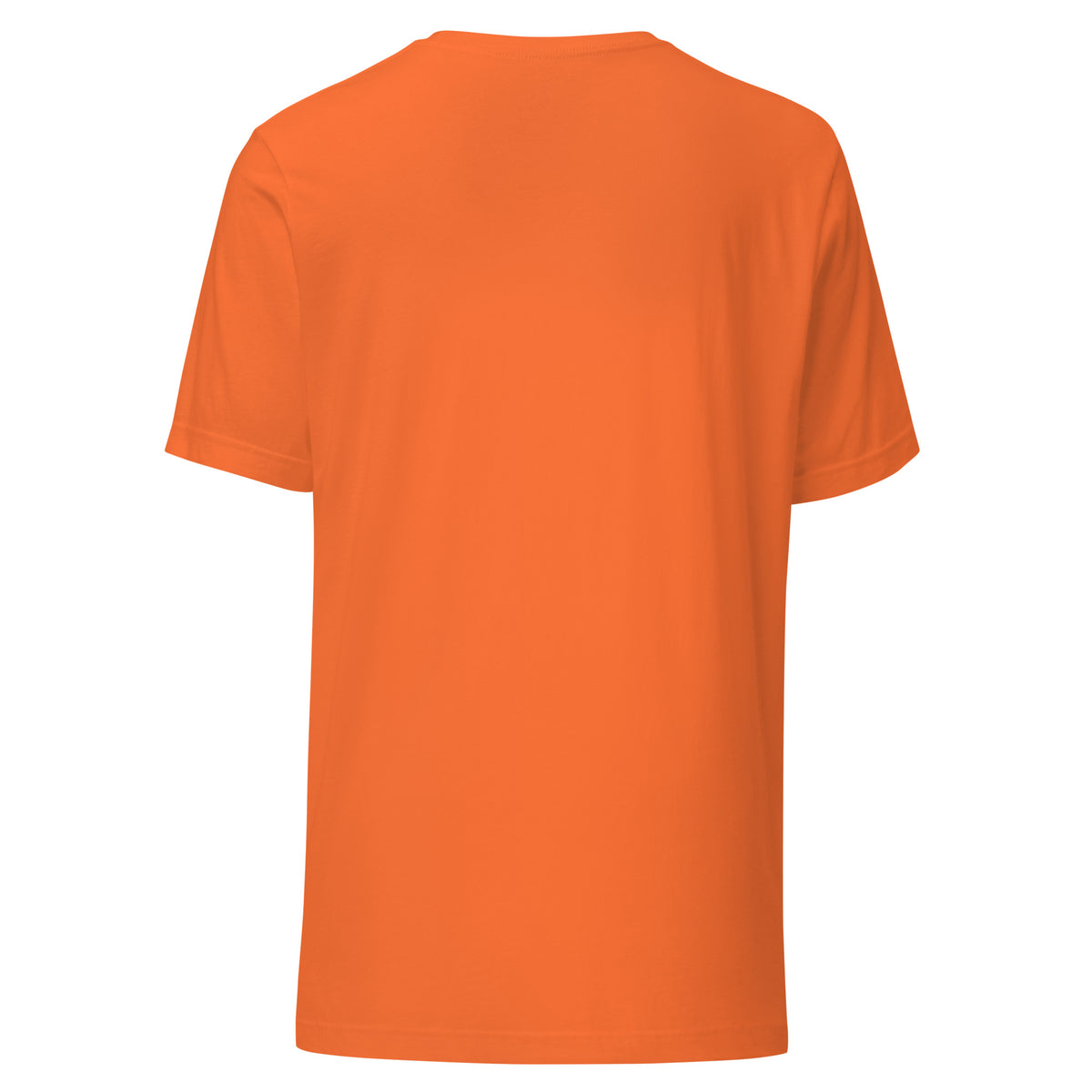 Retro Psychic Is In unisex t-shirt in orange, back view, showing the plain reverse.