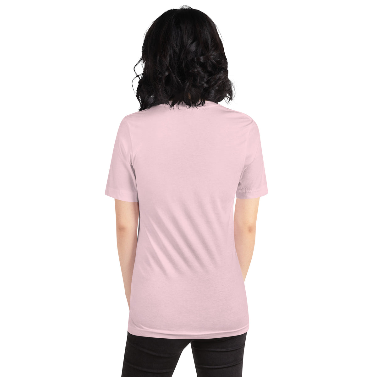 I Am Magic design with a gold lotus, Be Magical collection, on a soft pink unisex t-shirt, back view