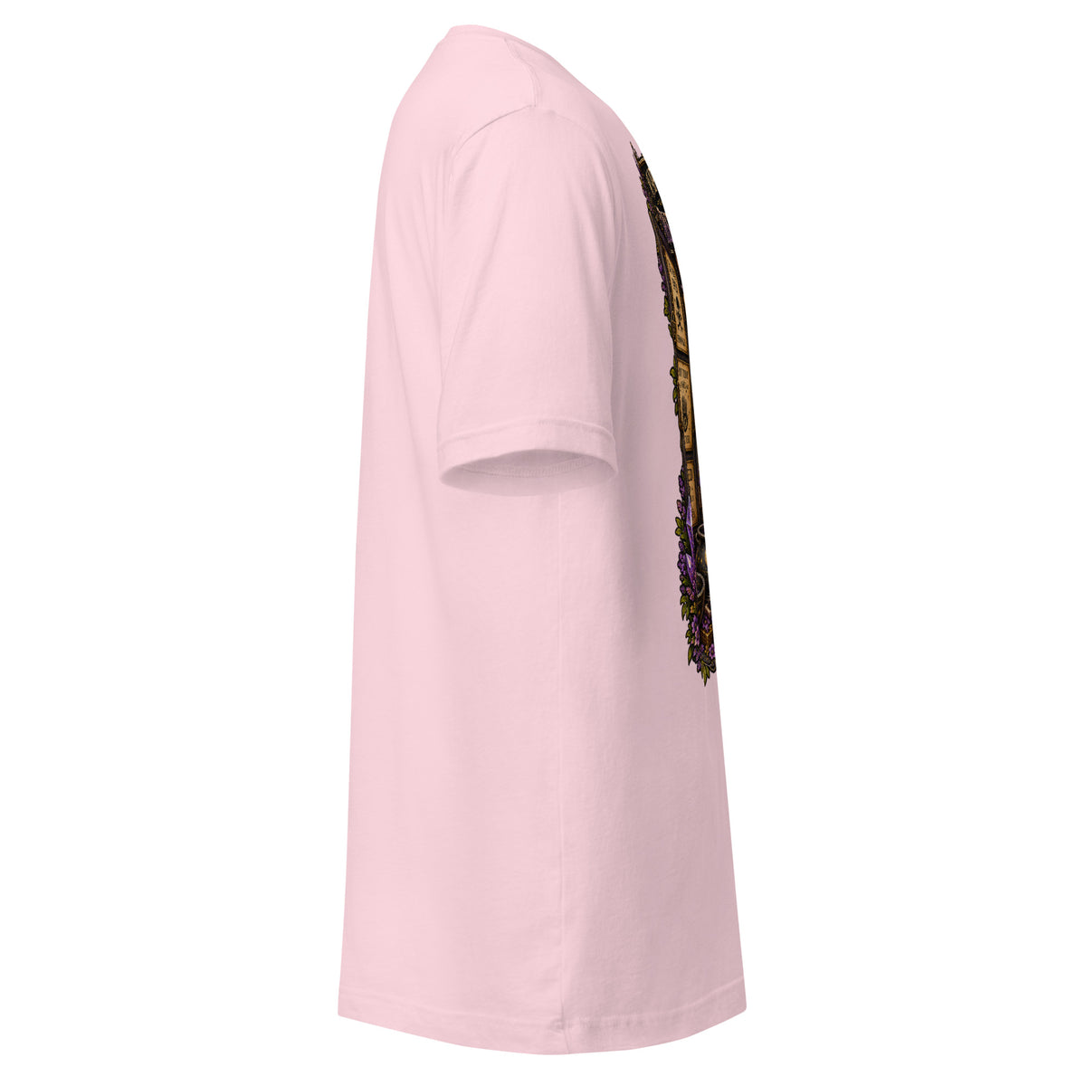 My Apothecary Has Trust Issues design on a soft pink unisex t-shirt, right side view