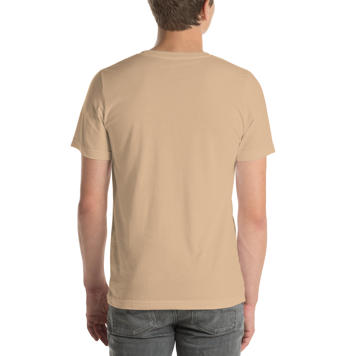 Leo zodiac t-shirt in tan, back view