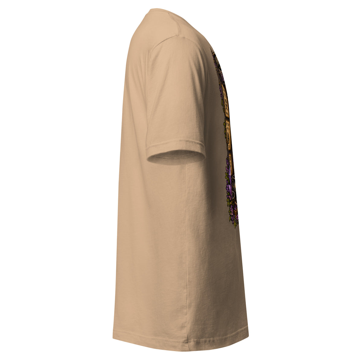 My Apothecary Has Trust Issues design on a tan unisex t-shirt, right side view