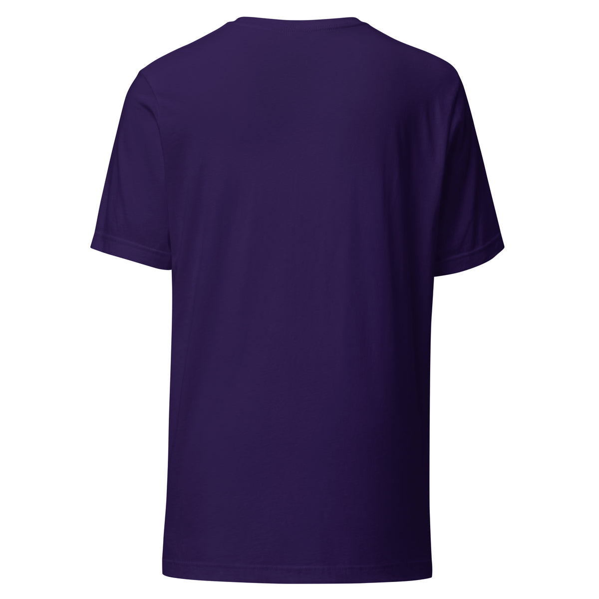 Mostly Harmless unisex t-shirt in team purple, back view