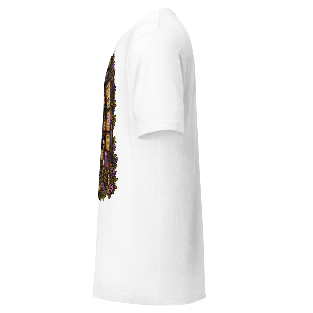 My Apothecary Has Trust Issues design on a white unisex t-shirt, left side view