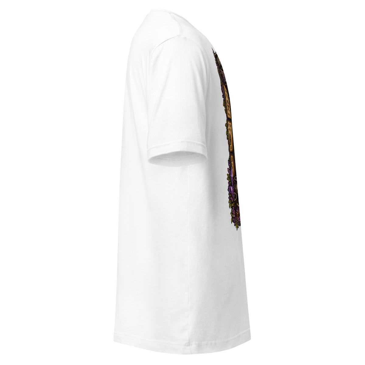 My Apothecary Has Trust Issues design on a white unisex t-shirt, right side view