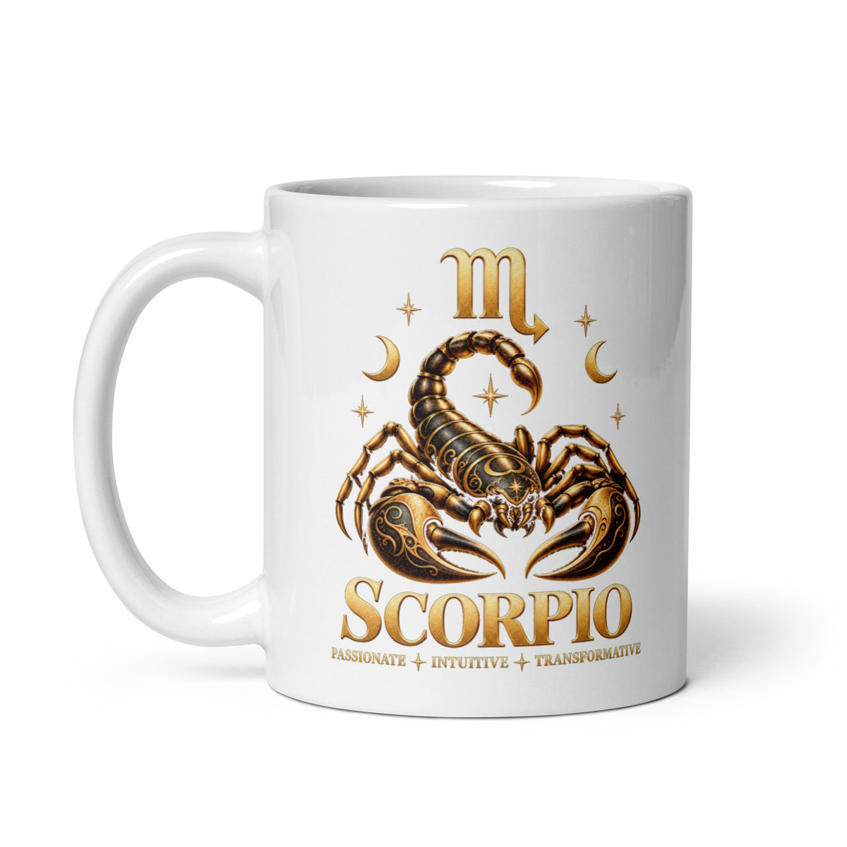 Scorpio zodiac mug, 11 oz white glossy, handle on the left