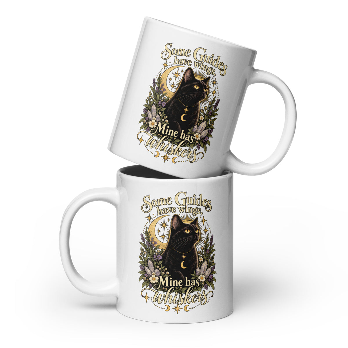 Some Guides Have Wings Mine Has Whiskers design on a 20 oz white glossy mug, front view